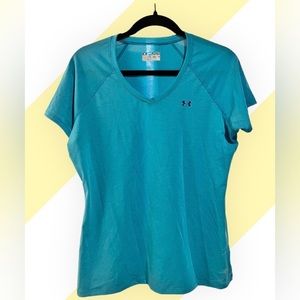 Like new bright turquoise Under Armour V-neck tee.